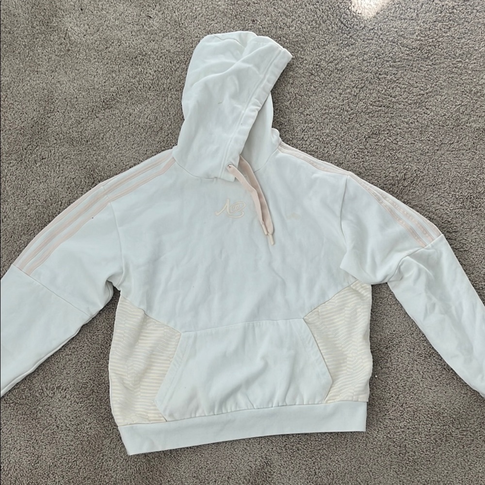 Adidas White and Pink Hoodie
